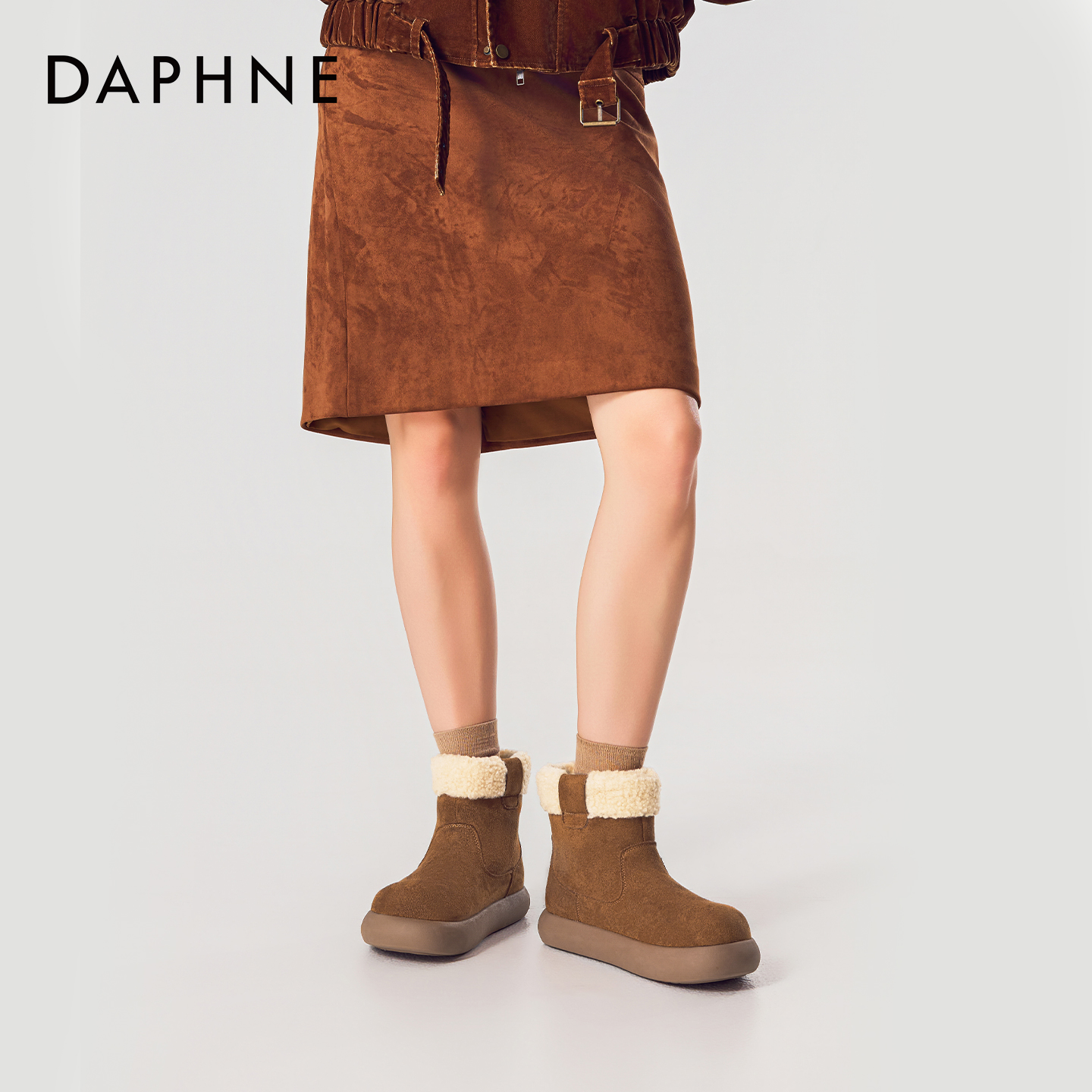 达芙妮雪地靴女2025新款冬季加绒