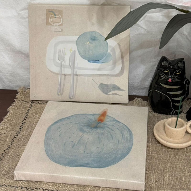 blueappleins风客厅卧室装饰画小清新儿童房治愈系梦幻蓝色挂画