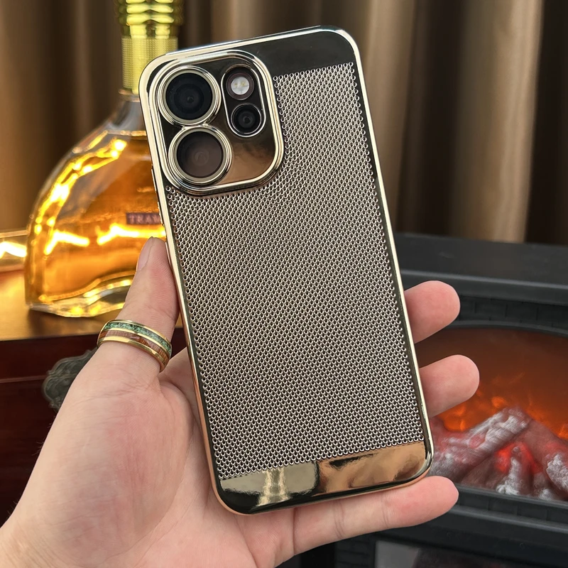 【高清镜头膜+裸机手感】适用OPPO Reno15/Pro超薄散热手机壳防摔电镀散热网格壳