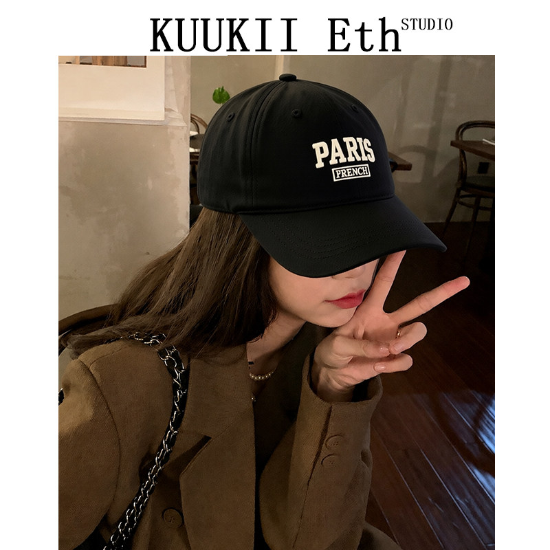 KUKI&ETH软顶棒球帽子男韩版潮牌东大门鸭舌帽女PARIS英文刺绣