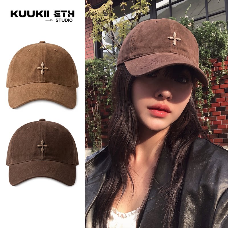 KUKI&ETH新款软顶磨毛棒球帽男女通用简约鸭舌帽显脸小纯色帽子