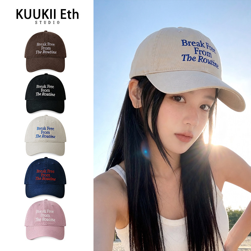 KUKIÐ原创字母刺绣棒球帽女韩国潮牌新款鸭舌帽男时尚街头帽子
