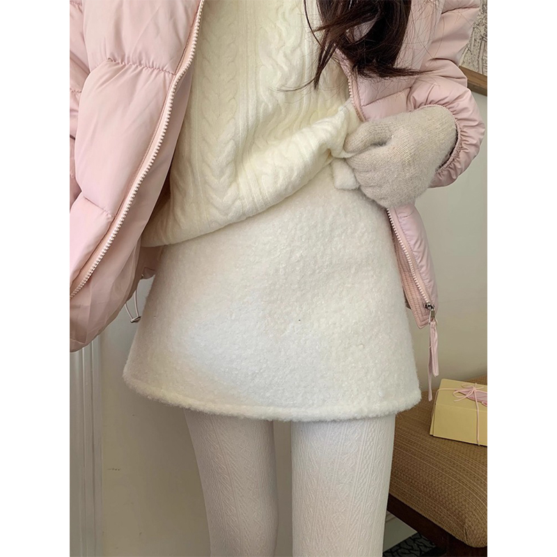 羊羔绒包臀裙修身显瘦毛呢半身裙