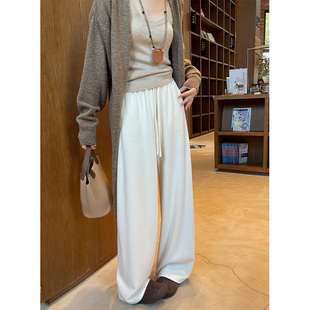 宽松垂感喇叭休闲加绒阔腿卫裤 lulu同款 女秋冬2025新款 微喇运动裤