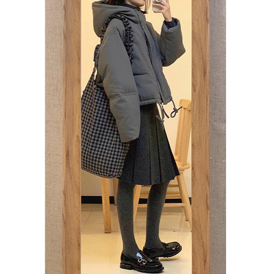 灰色毛呢半身裙显瘦a字百褶中裙