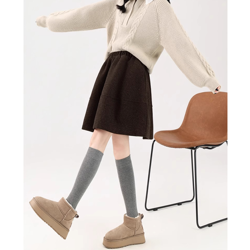 灰色毛呢半身裙a字花苞裙中裙