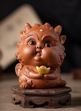 国潮陶瓷可爱貔貅摆件大号客厅办公室玄关桌面招财吉祥物装饰摆设