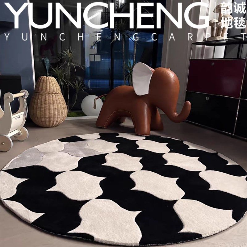 优选现代轻奢简欧圆形客厅茶几地毯意式卧室书房衣帽间床边床尾毯