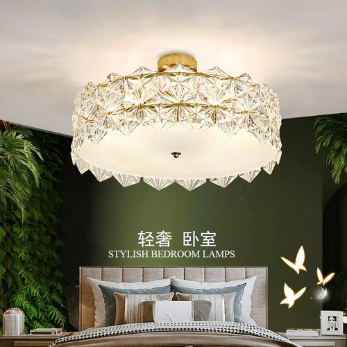 优选后现代卧室吸顶灯轻奢主卧次卧房间简约圆形超亮客厅法式玻璃