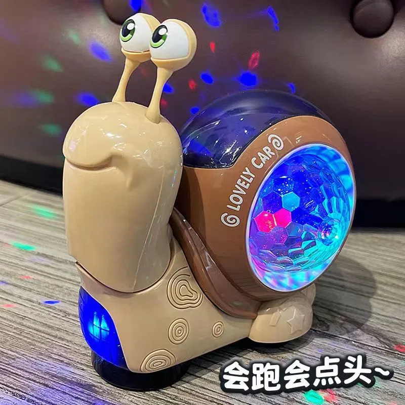 儿童电动小蜗牛玩具爬行点头男孩