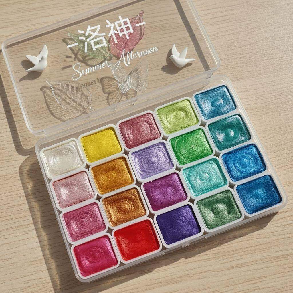 矿物珠光固体水彩颜料学生绘画专业工具分装美甲缠花国画金银闪粉
