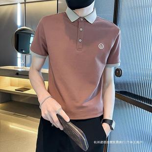 男装 夏季 2025新款 帅t 上衣刺绣半袖 POLO衫 男士 翻领T恤冰丝凉感短袖