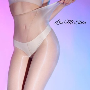 涞觅肤「巨峰果冻」1D极光无腰边一线裆丝袜女超薄油亮开裆连裤 袜