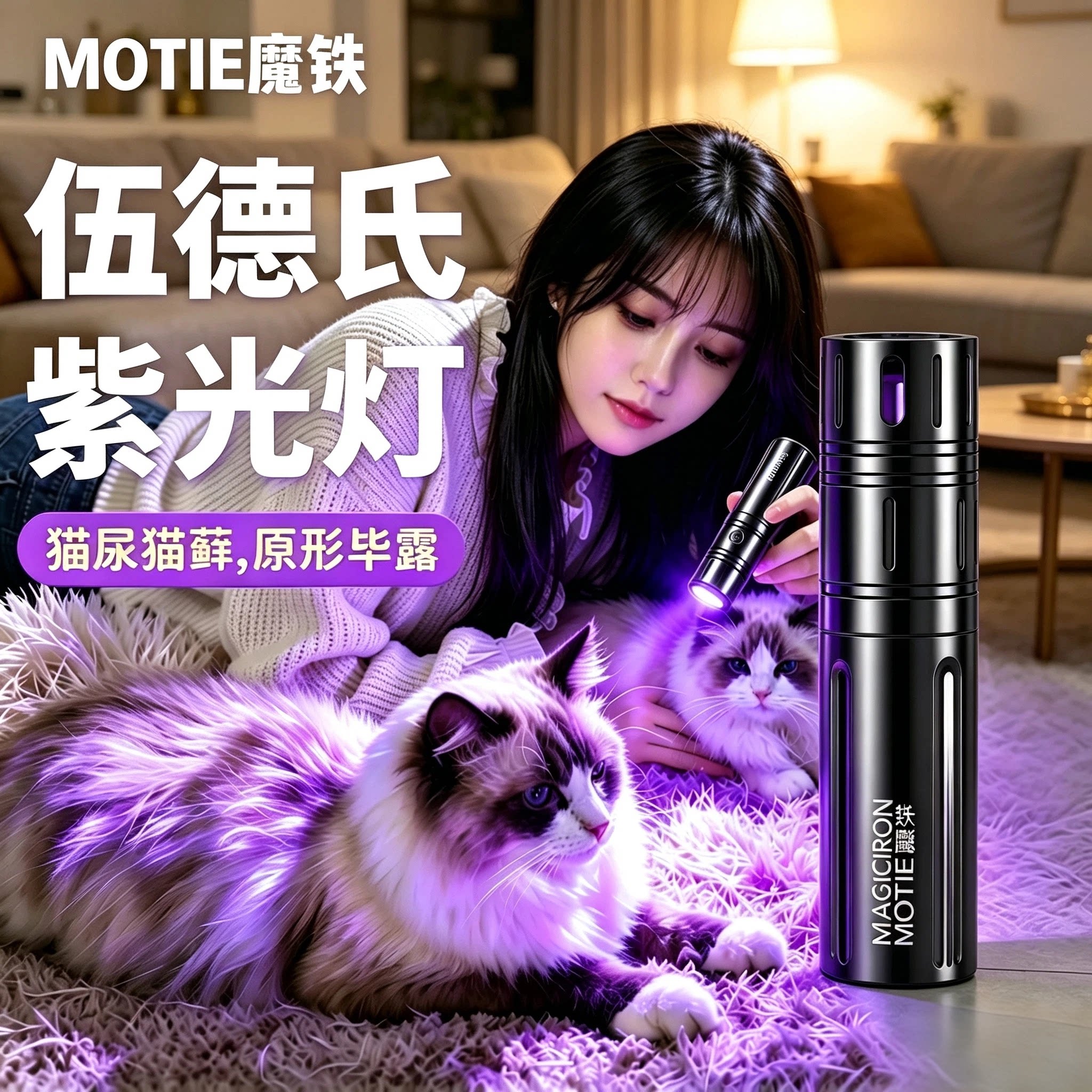 紫光灯猫藓伍德氏灯鉴定紫外线灯手电筒365nm果蔬菜荧光剂检测笔图片