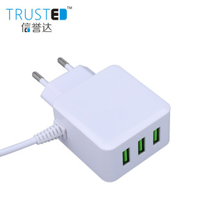3 USB Home Charger With Cable Wall Charger 3U 旅充带线UW302B