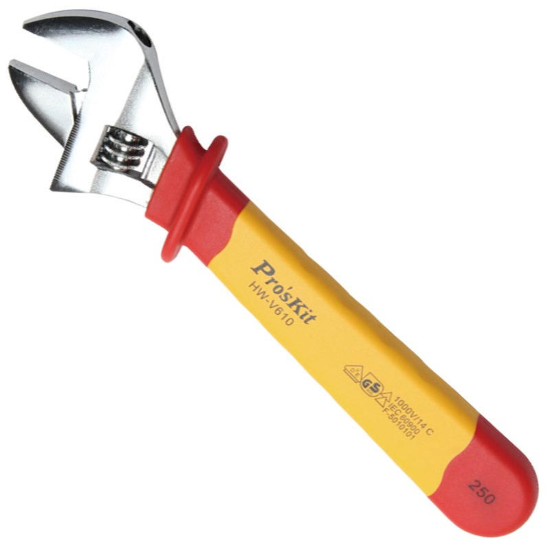 台湾宝工Pro'skitVDE1000V高压绝缘活动扳手活络扳 HW-V610 10寸