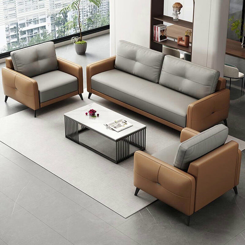 办公沙发简约现代商务接待室会客小型三人位办公室沙发组合套装