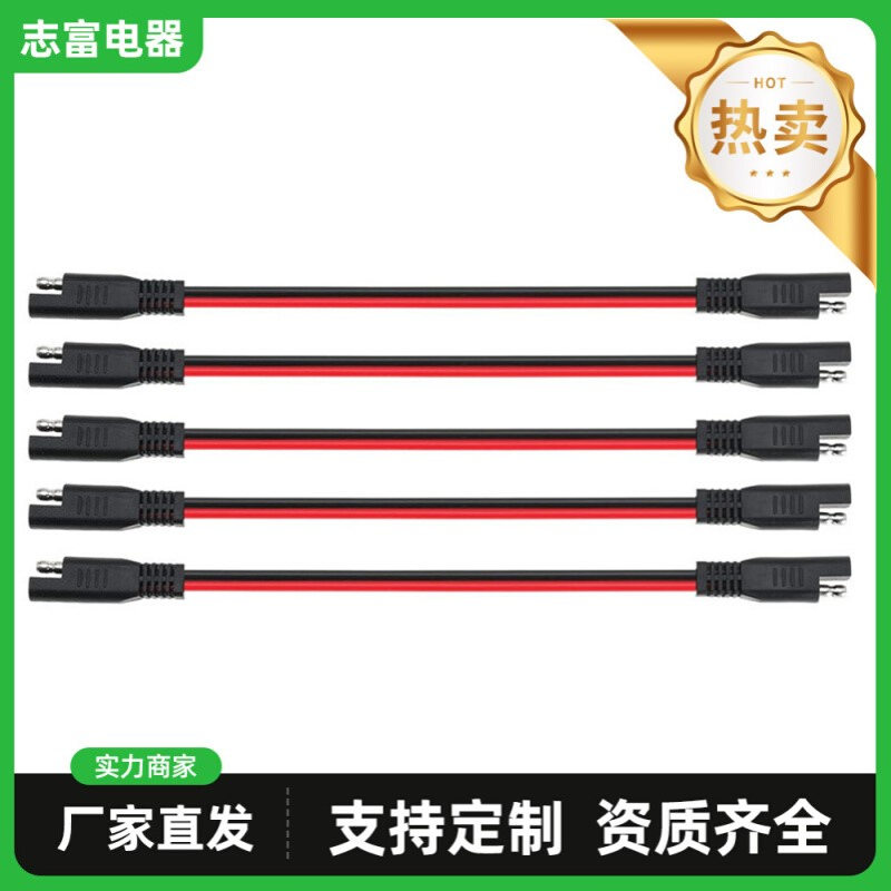12 AWG SAE至SAE延长线12号2针SAE连接器延长线,带双头插头12英寸