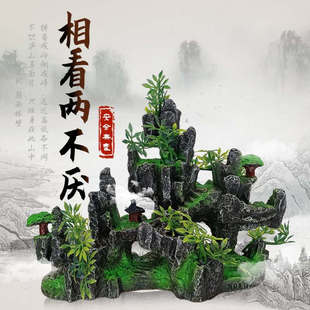 厂家批发货树脂假山水族箱假山石水草装饰品鱼缸造景山水景广东无