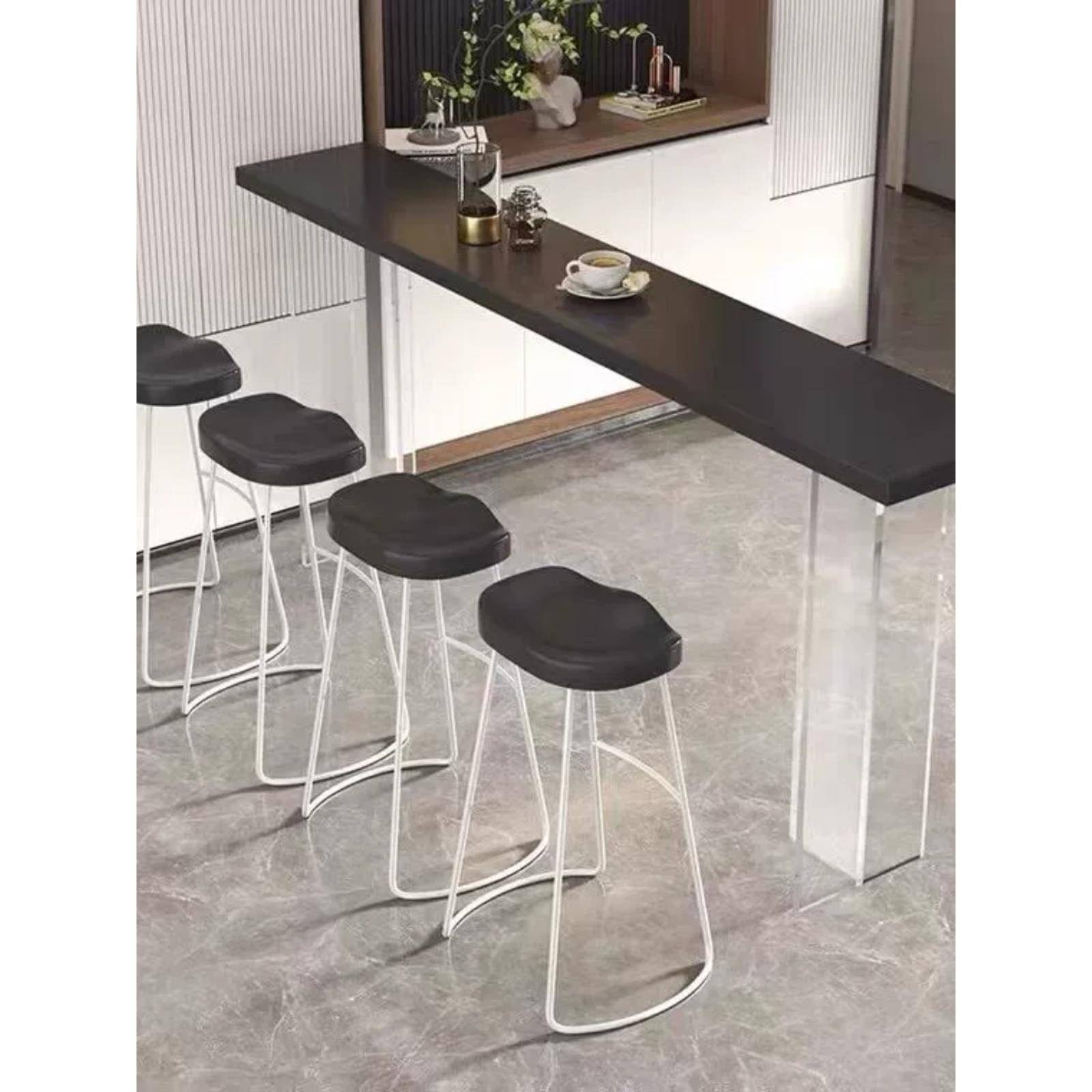 需定制黑色实木亚克力吧台桌椅休闲高脚客厅沙发透明悬浮家用阳台