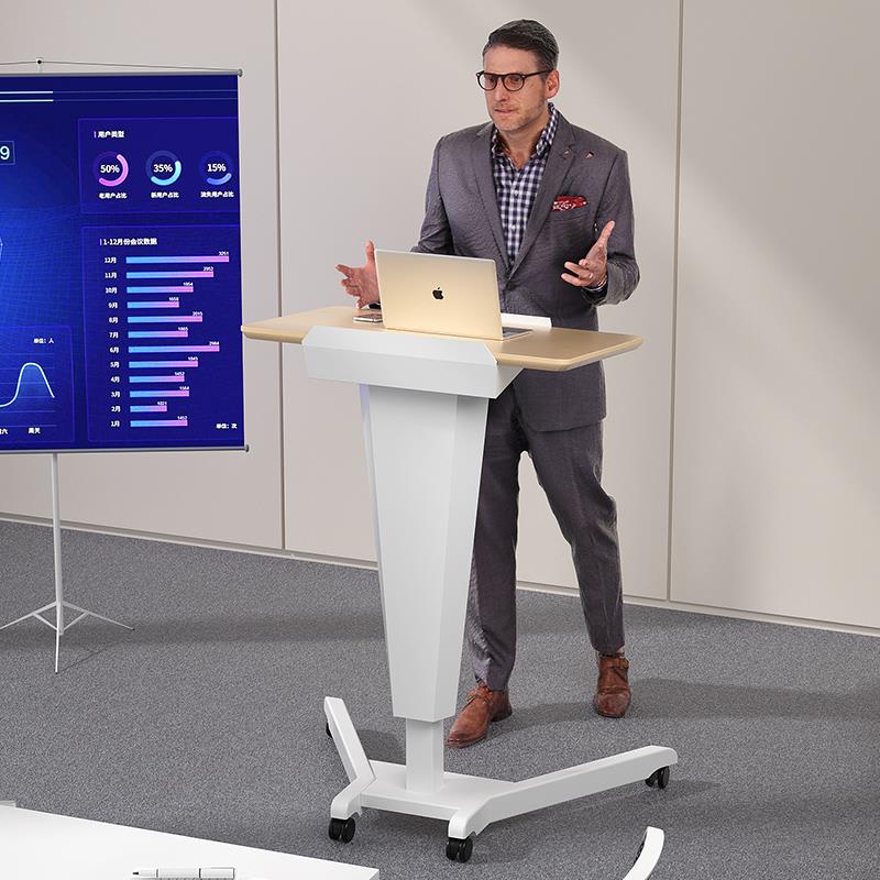 需定制演讲台发言台前台接待台培训会议室小讲台现代简约可移动升