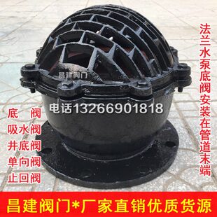 150 H42X法兰底阀 100 水泵底阀单向阀止回阀莲蓬头DN50 200