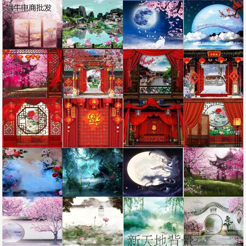 古装主播间背景布墙新年