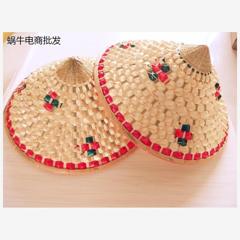 竹编菠萝斗笠帽儿童舞蹈
