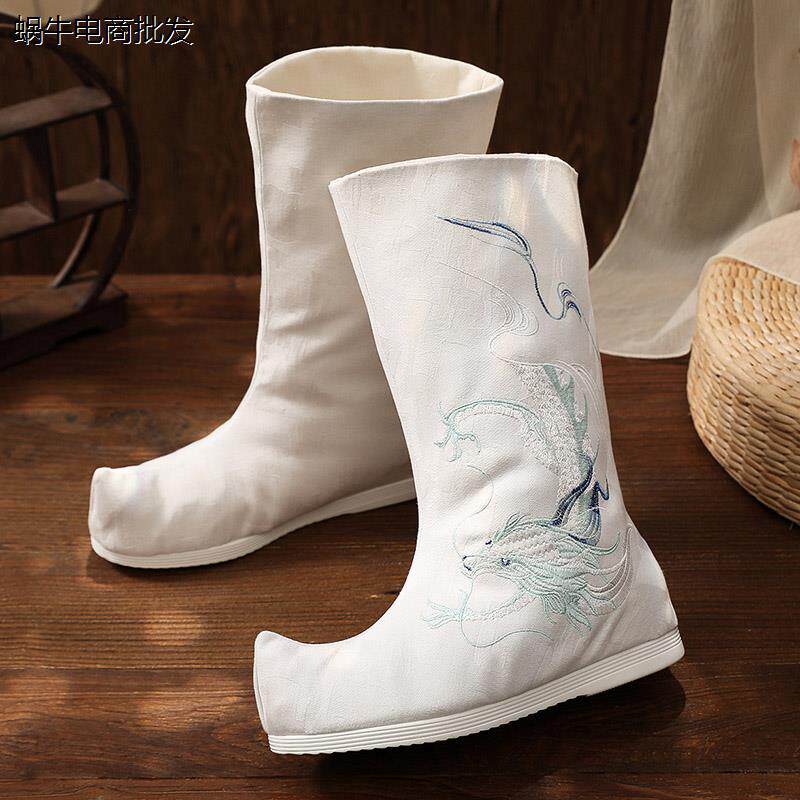 2024龙年汉服鞋男士汉服鞋靴子内增高古风靴春古代刺绣云头官靴