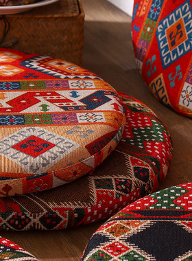 优选民族风喜庆红色坐垫圆形记忆棉餐椅垫子卡座榻榻米飘窗座垫防