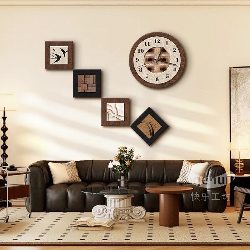 优选中古风客厅组合装饰画沙发背景墙挂画2025新款轻奢高级感壁画,家居饰品,现代装饰画,淘宝优惠券,粉丝福利购,淘宝优惠卷