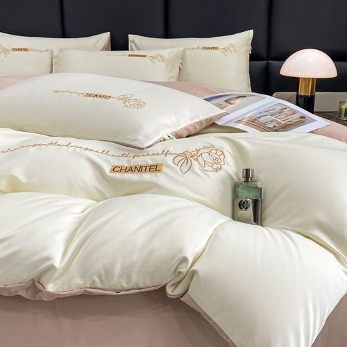 优选轻奢高级感床单被套四件套水洗棉床笠被罩亲肤刺绣三件套床上