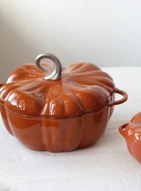优选南瓜珐琅铸铁锅 橙色24cm炖锅搪瓷汤锅焖烧锅 电磁炉明火通用