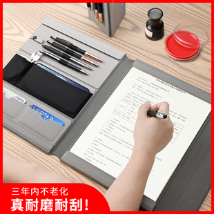 优选a4文件夹板磁吸扣固定皮资料夹高档销售签约合同夹多功能会议