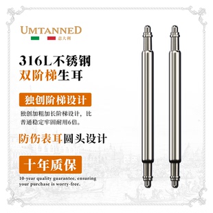手表配件生耳表轴316L不锈钢全钢加粗连接杆表带弹簧生耳表针插销