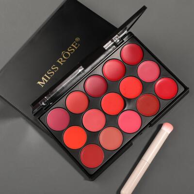 MISS ROSE化妆师推荐15色口红盘多色唇膏学生儿童舞台妆演出专用