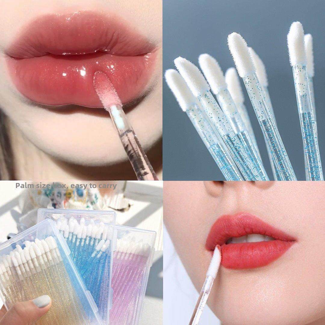 50支一次性唇刷棒实心口红唇膏釉彩棒便携化妆刷唇线化妆师 盒装,彩妆/香水/美妆工具,化妆/美容工具,淘宝优惠券,粉丝福利购,淘宝优惠卷