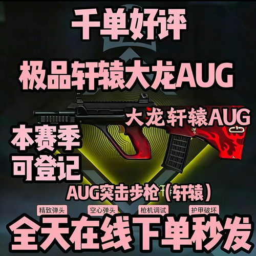 4词条大龙轩辕AUG替死精致空心枪机背刺护甲穿甲和平地铁逃生装备