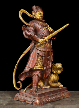 特大号铜赵公明摆件全铜站黑虎玄坛赵元帅K家用客厅店铺武财神铜