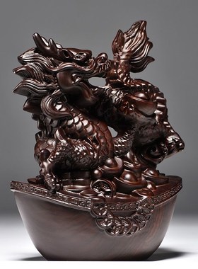 黑檀木雕龙摆f件实木十二生肖龙动物家居客厅办公室装饰工艺品送