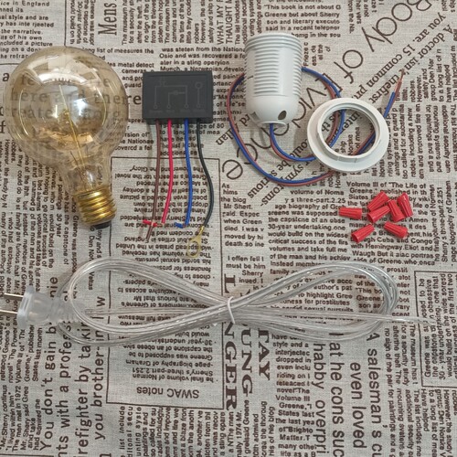 触摸灯易拉罐DIY触控灯插头开z头电线台灯灯座卤素灯泡爱迪生灯泡