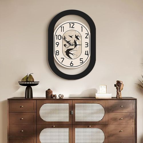 法式中古风钟表装饰画高级感餐厅客厅挂钟壁画南洋风时.钟氛围灯