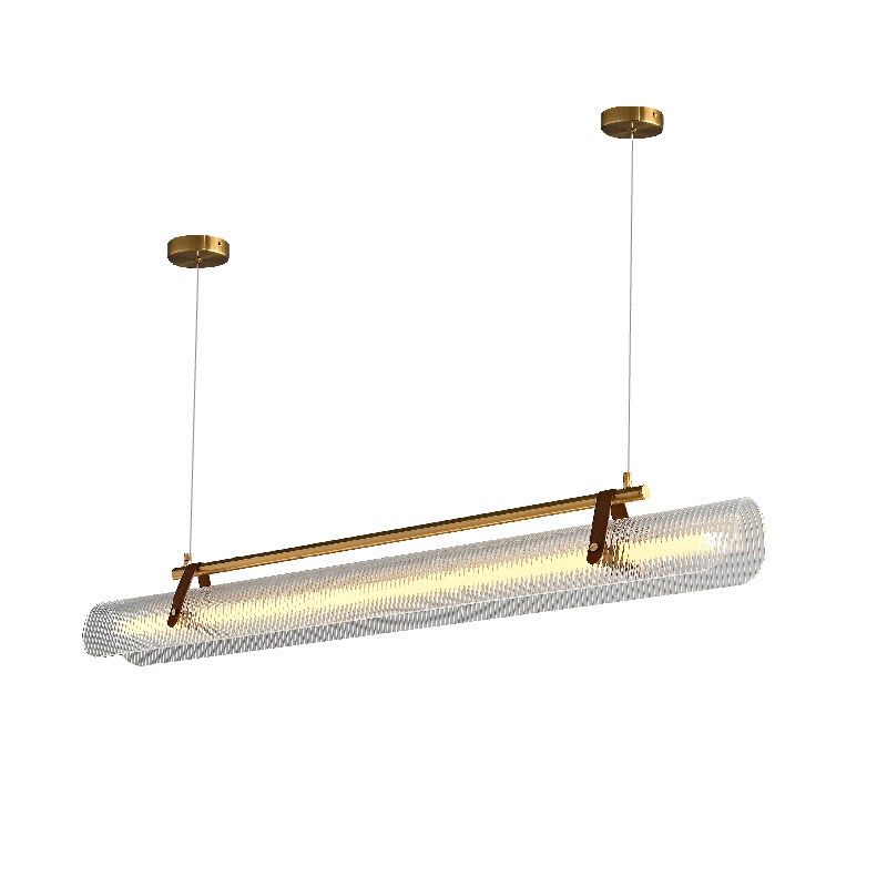 极简工业风简约餐厅吊灯设计师吧台售楼L部一字长条发光管多管灯