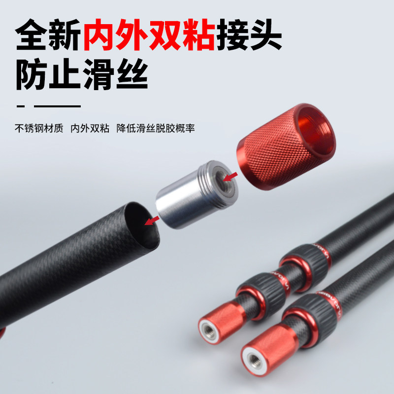 威宝莱大物抄网杆超硬碳素t杆裸竿抄鱼伸缩杆钓鱼巨物抄网竿捞鱼