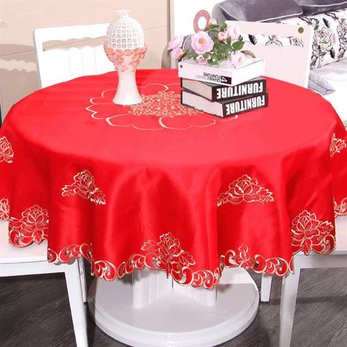 大红色喜庆结婚庆用品电视柜盖z布床头柜罩餐桌旗台布方圆桌布中