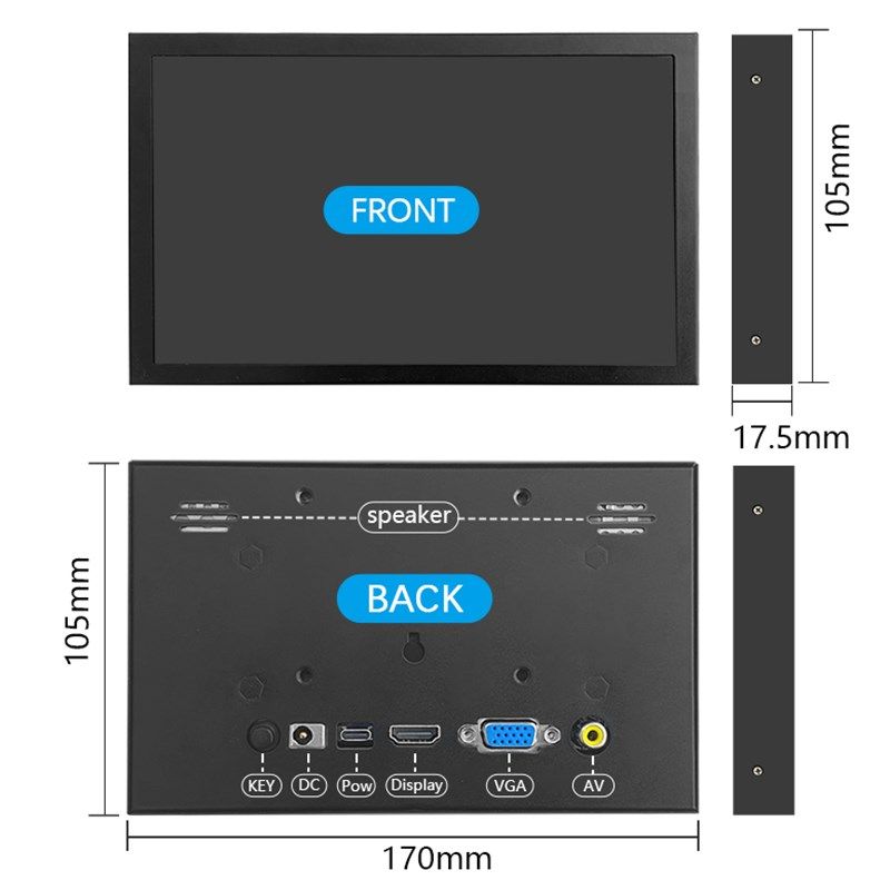 7寸多接口显示g屏AV/VGA/DC/HDMI显示模块树莓派显示器电脑扩展屏