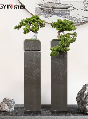 仿真松树迎客松盆m景售楼部酒店新中式装饰室内景观落地花摆件