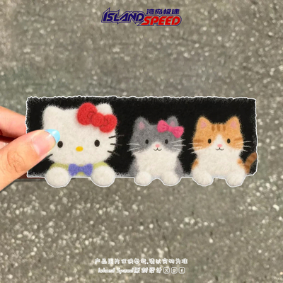 可爱凯蒂汽车贴纸卡通三只小猫哈基米探头装饰电动车头盔玻璃贴花