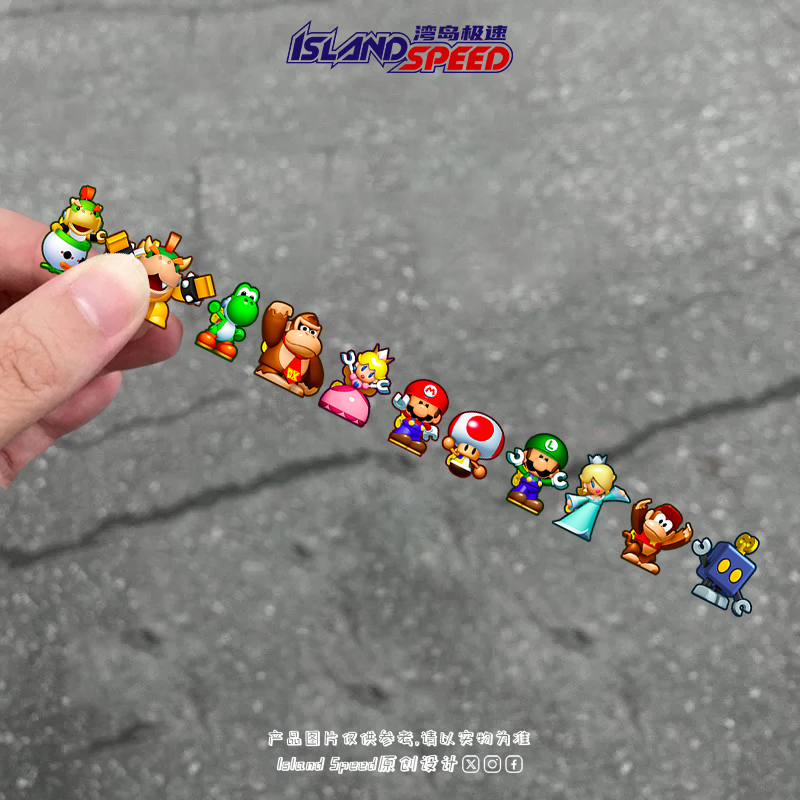 超级玛丽马里奥兄弟卡通形象汽车贴纸可爱创意装饰车身贴画划痕图片