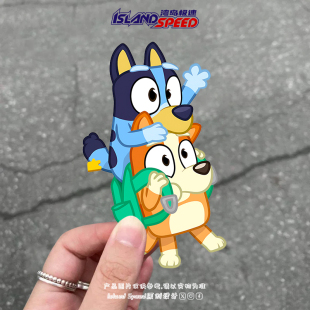 小蓝狗布鲁伊汽车贴纸宾果可爱童趣姐妹漫画装 饰贴画行李箱贴花